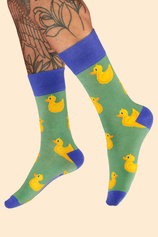 Powder Design Men's Rubber Ducks Socks - Sage