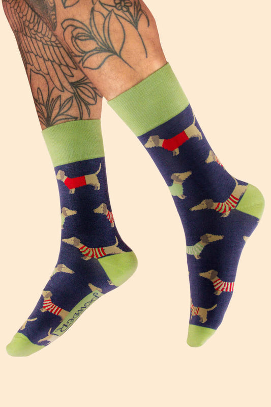 Powder Design Men's Sausage Dogs Socks - Navy