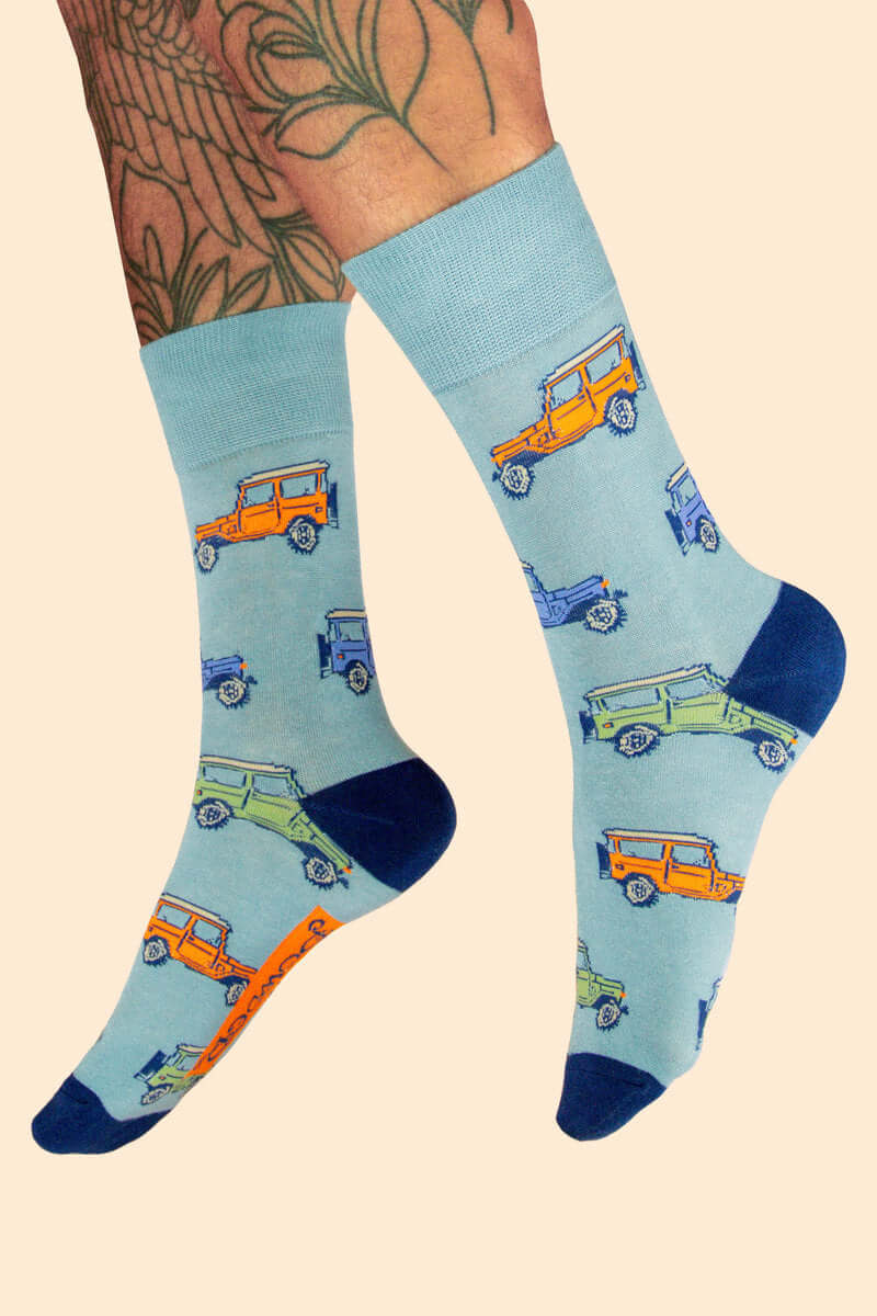 Powder Design Men's Vintage Land Rover Socks - Ice