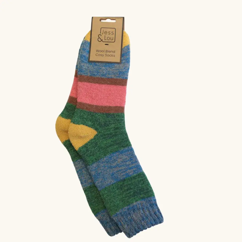 Jess & Lou - Stripey Block Cosy Socks