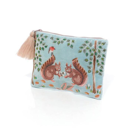Woodland Animal Squirrel Velvet Pouch
