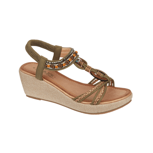 Trinidad Lightweight Wedge Sandal - Khaki