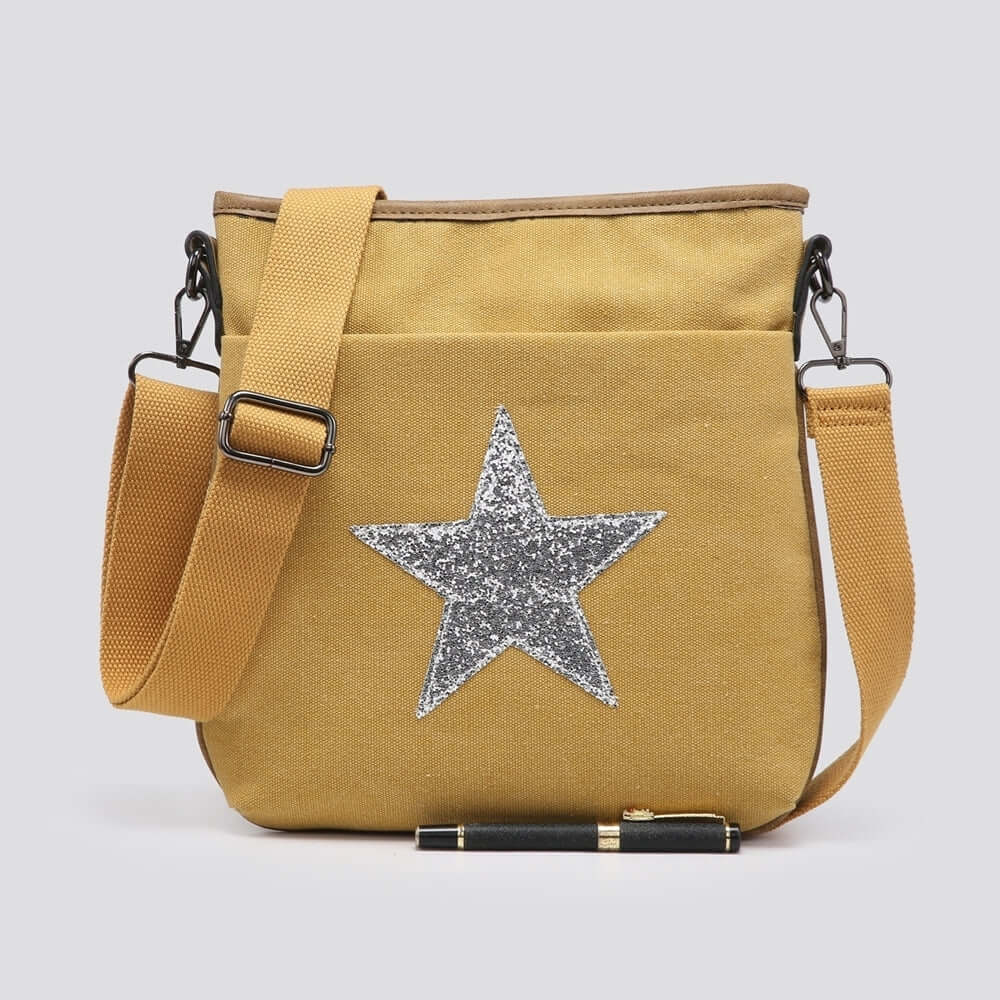 Canvas Glitter Cross Body Star Bag