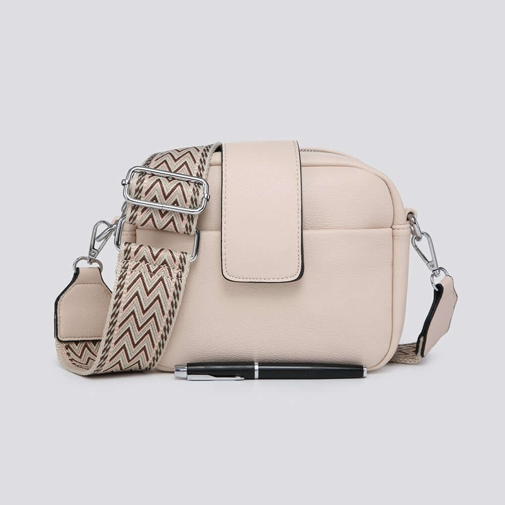Crossbody Bag with Flap Over Detail (Silver Hardware)