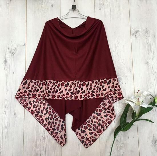 Chiffon Edged Animal Print Ladies Poncho