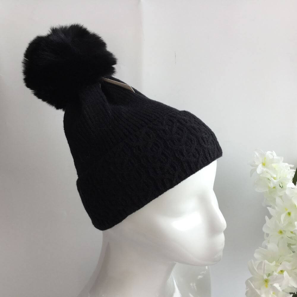 Fleece Lined Cable Bobble Hat