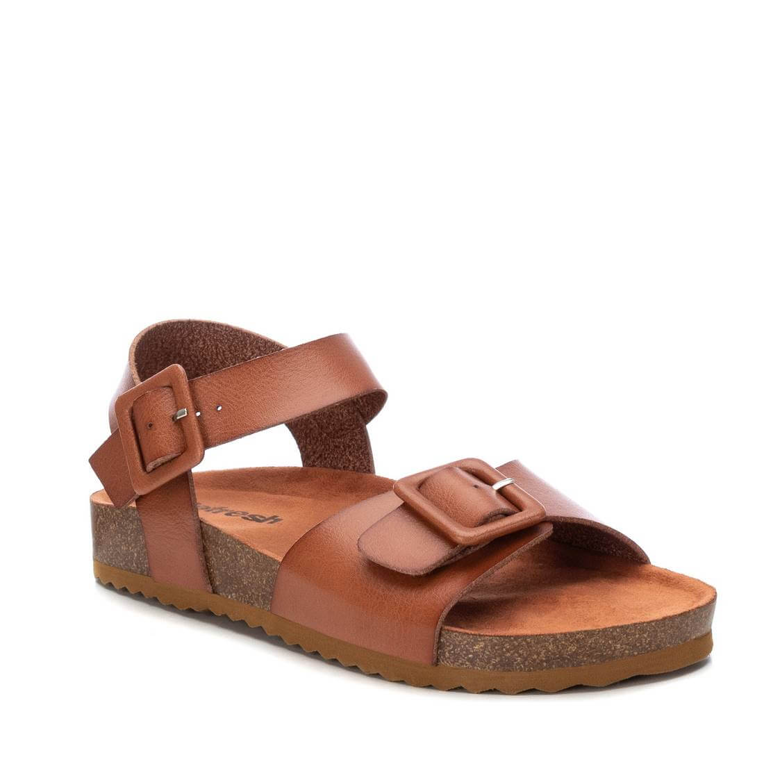 Refresh Camel Faux Leather Twin Buckle Sandal