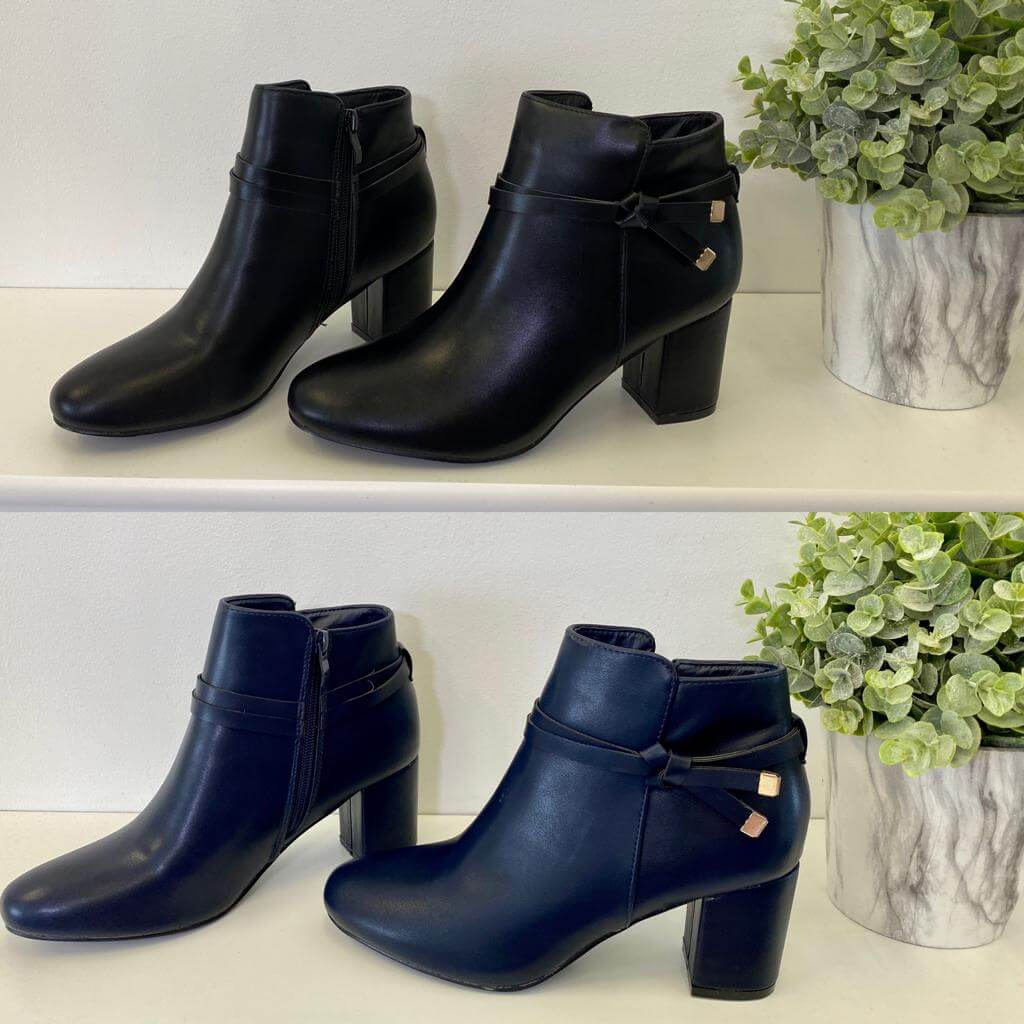 Faux Leather Heeled Ankle Ladies Boots