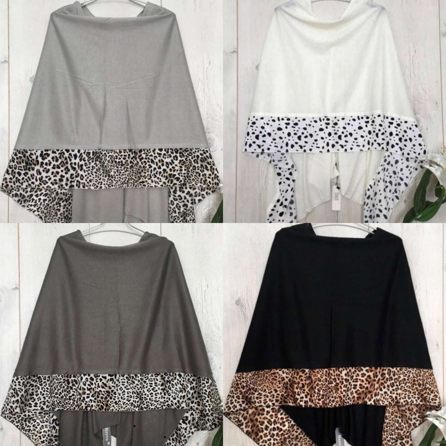 Chiffon Edged Animal Print Ladies Poncho