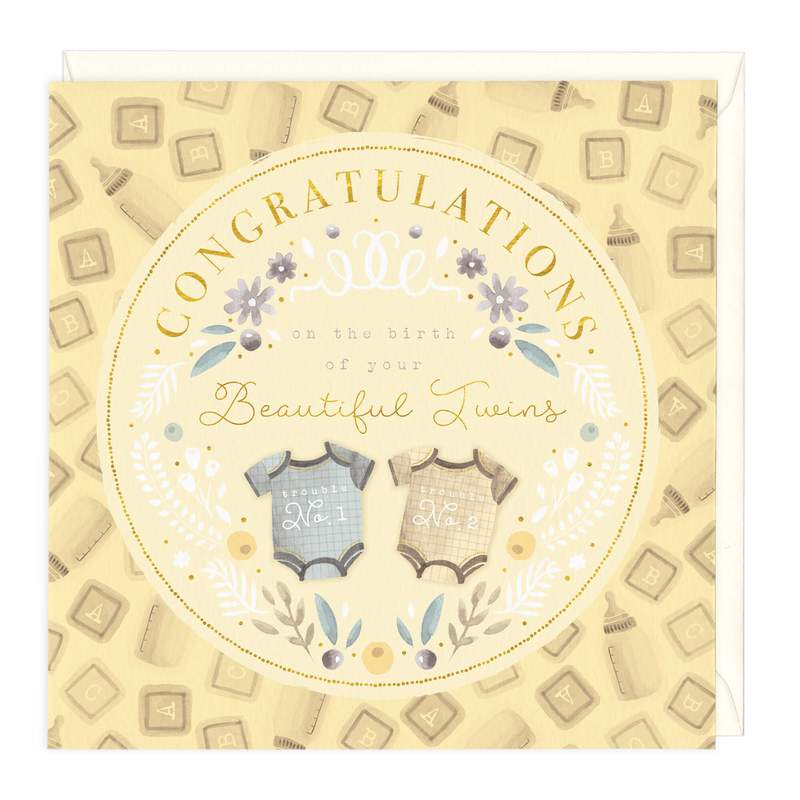 On The Birth Of Your Beautiful Twins Congratulations Card