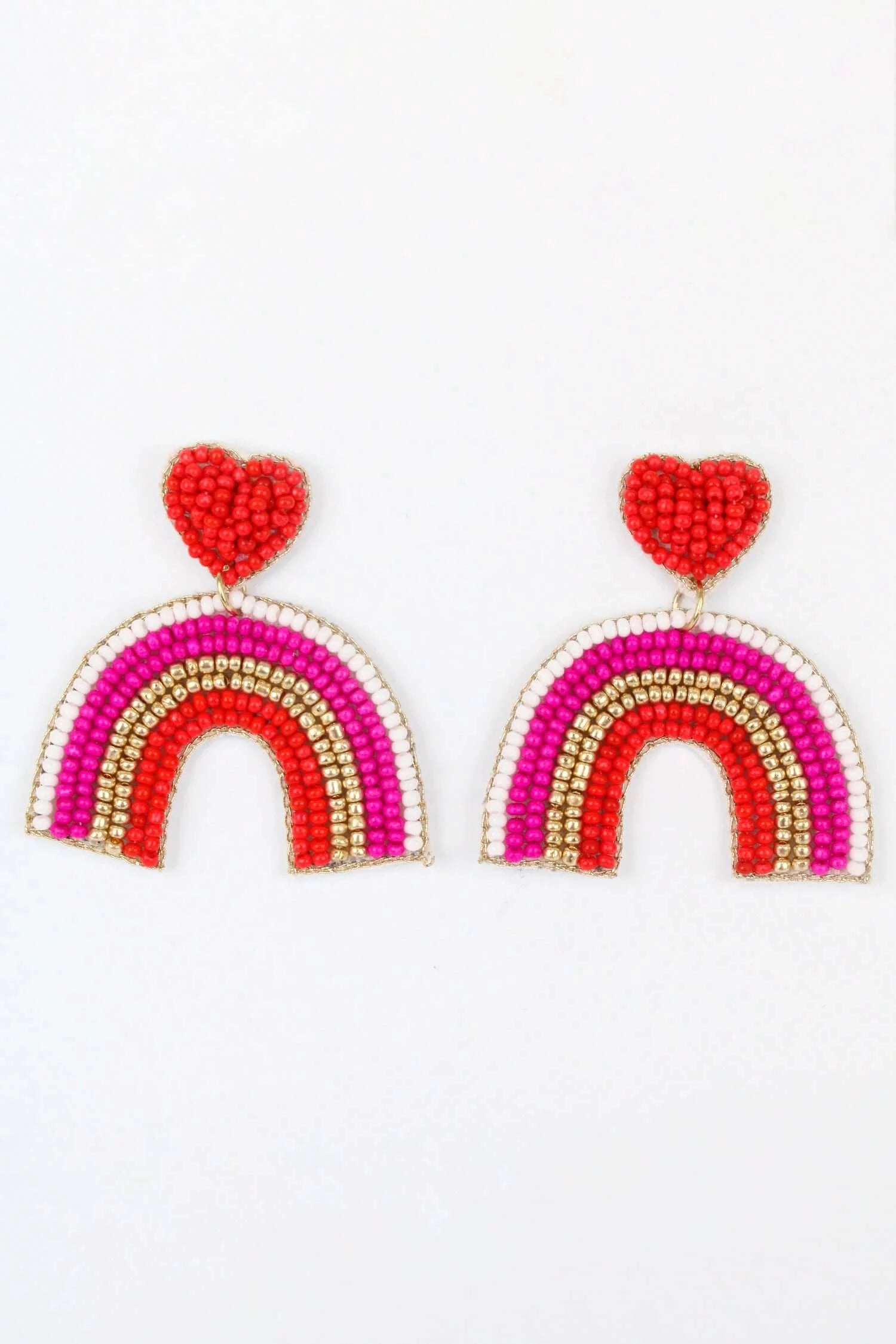 Small Rainbow Heart Earrings