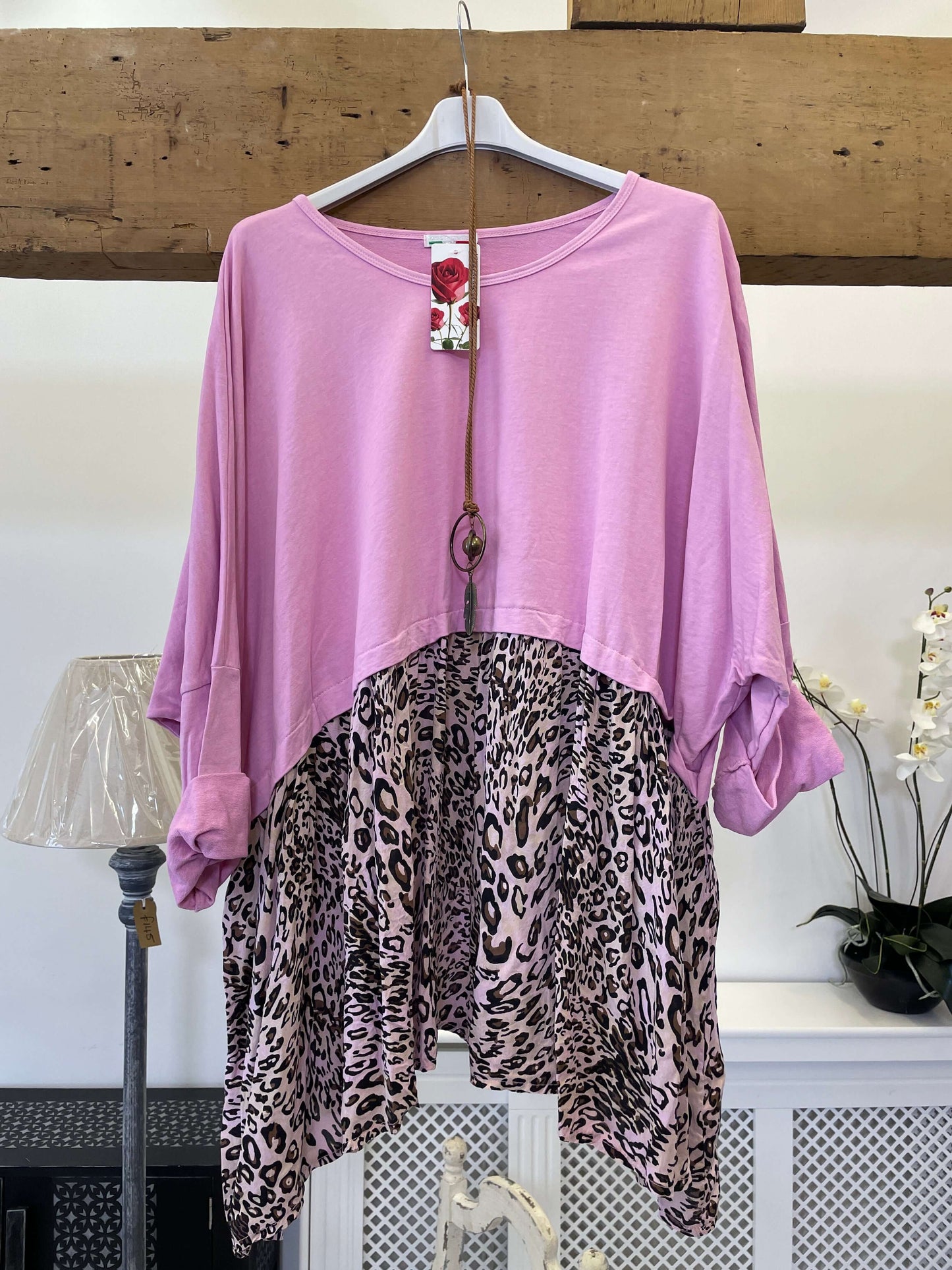 Oversized Leopard print double layer tunic