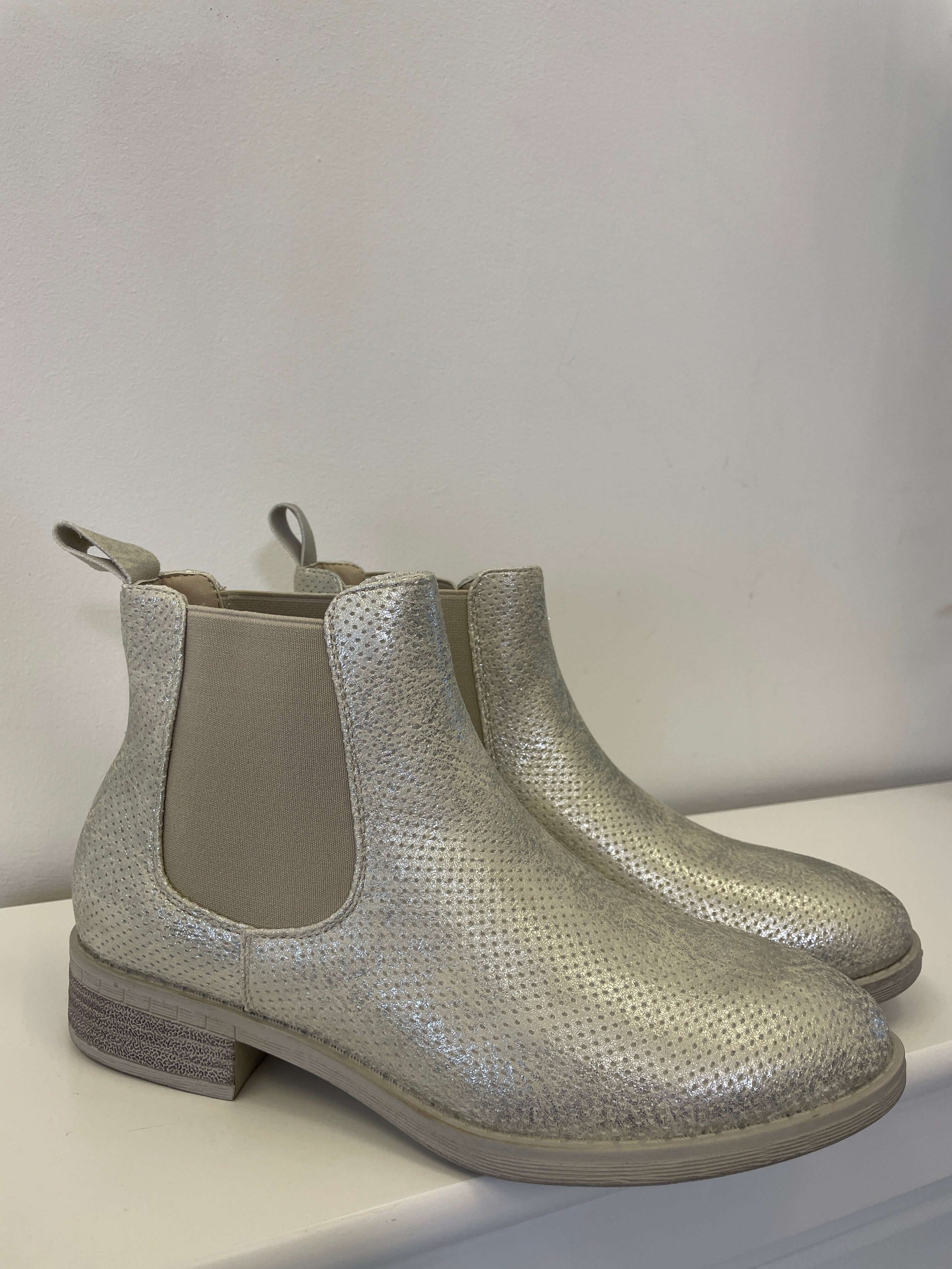 Silver Pearlescent Chelsea Boots