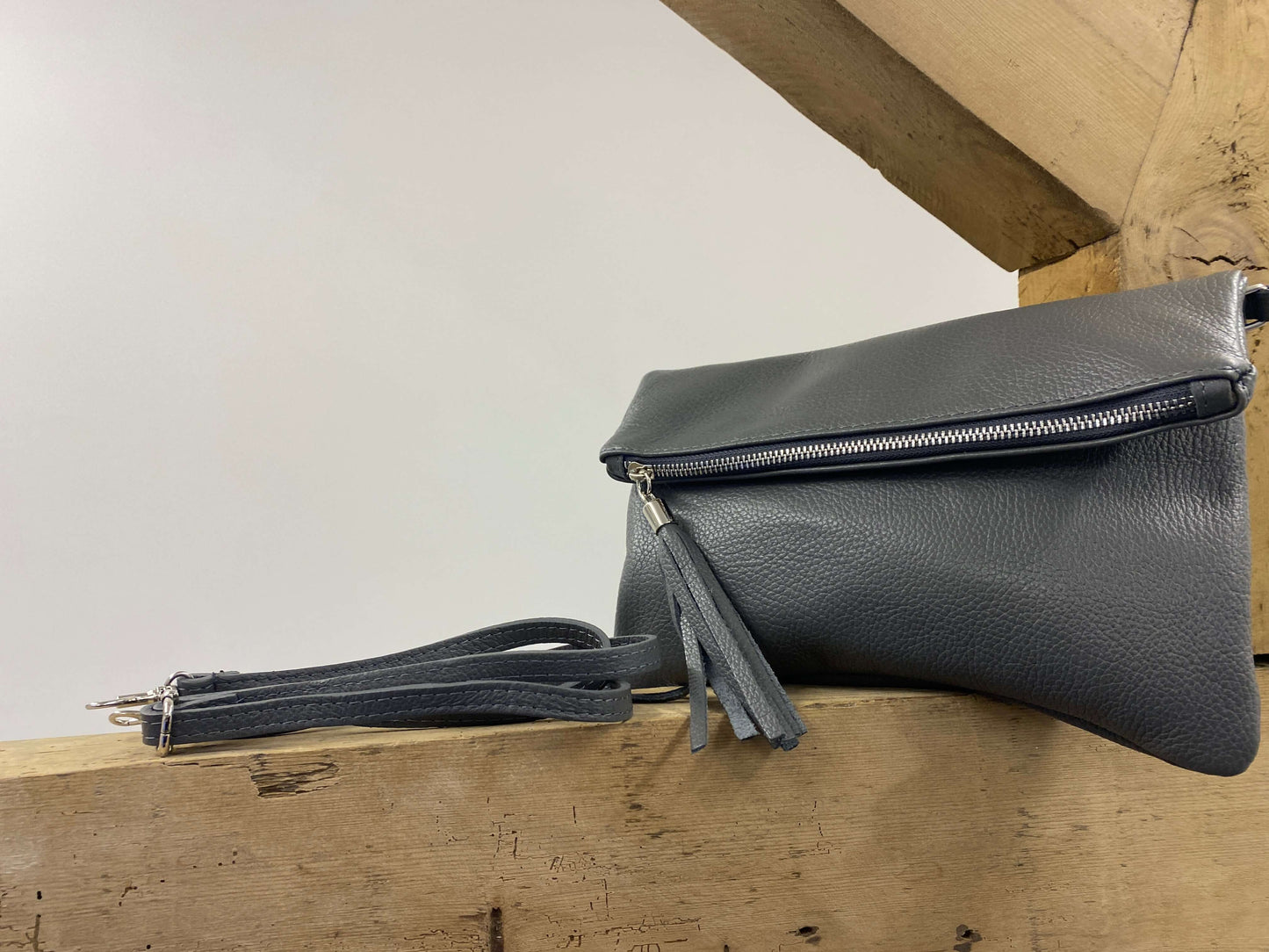 Real Leather Folded Pouch Bag