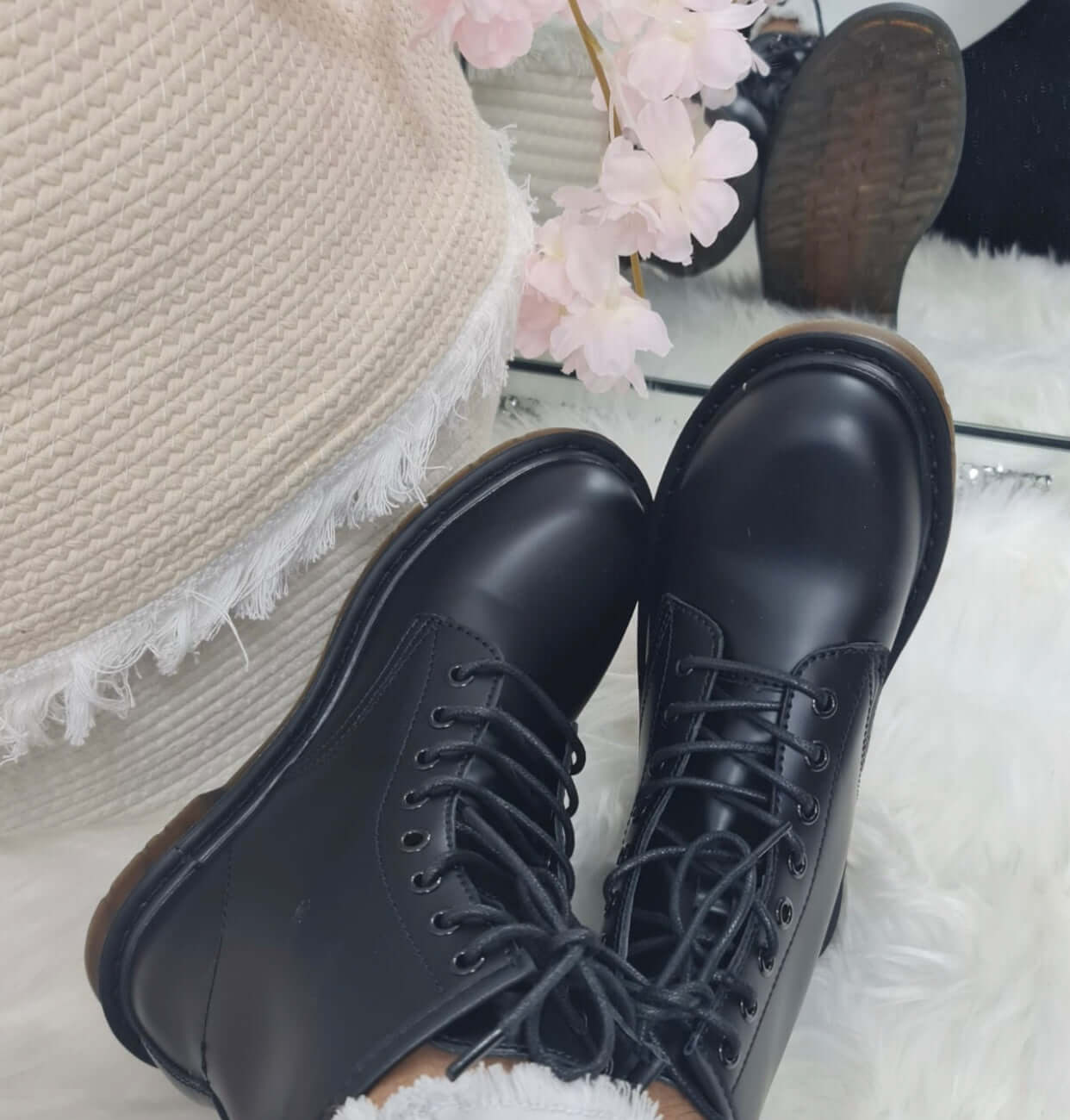 Faux Leather 8 eye Ladies Boots