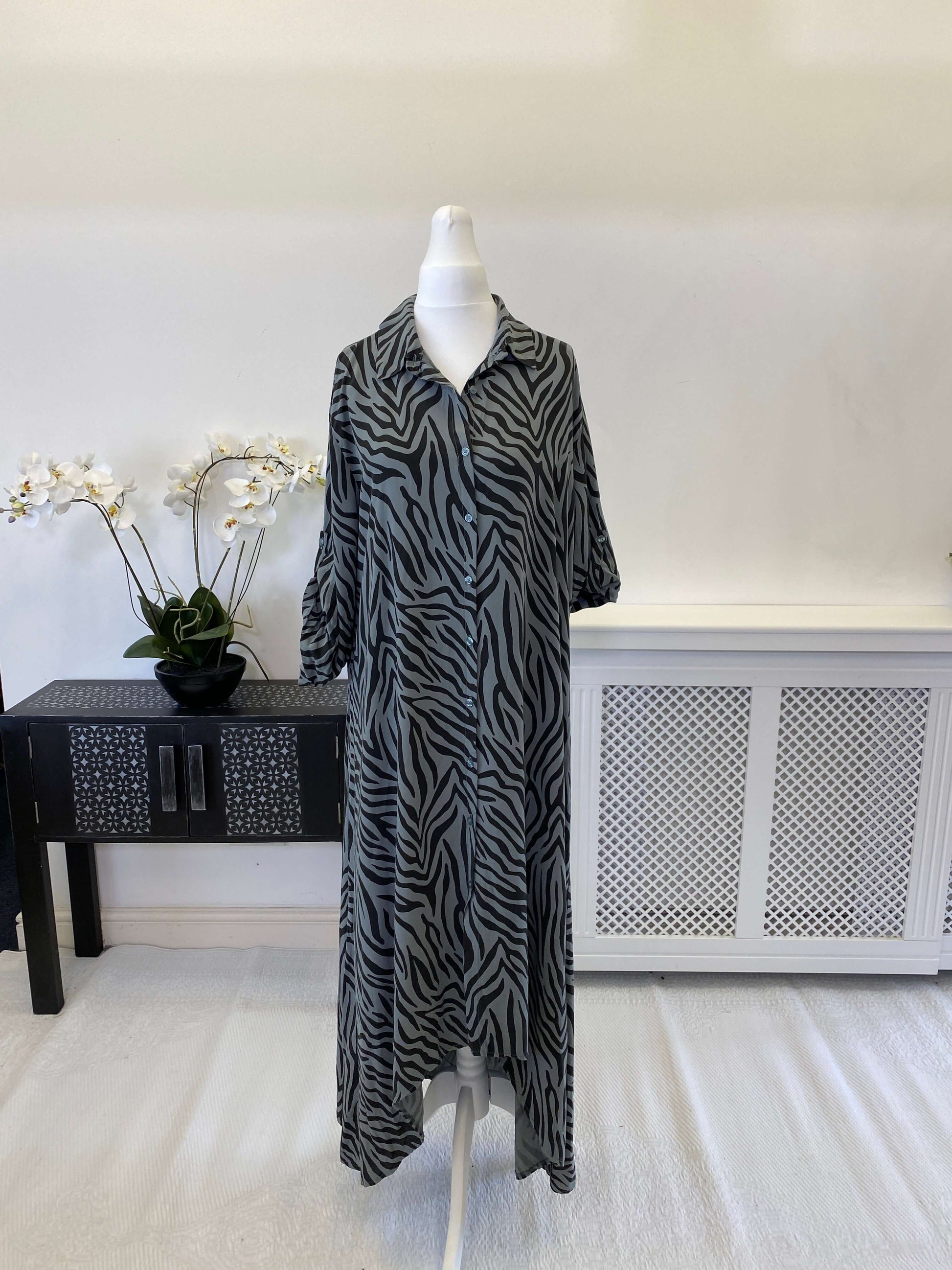 Zebra Print Shirt Dress