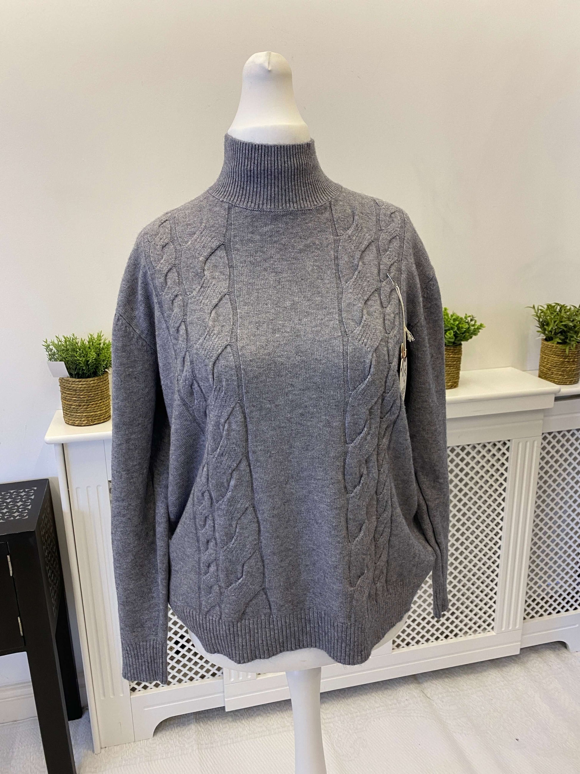 Boxy Cable Knit Turtle Neck Jumper
