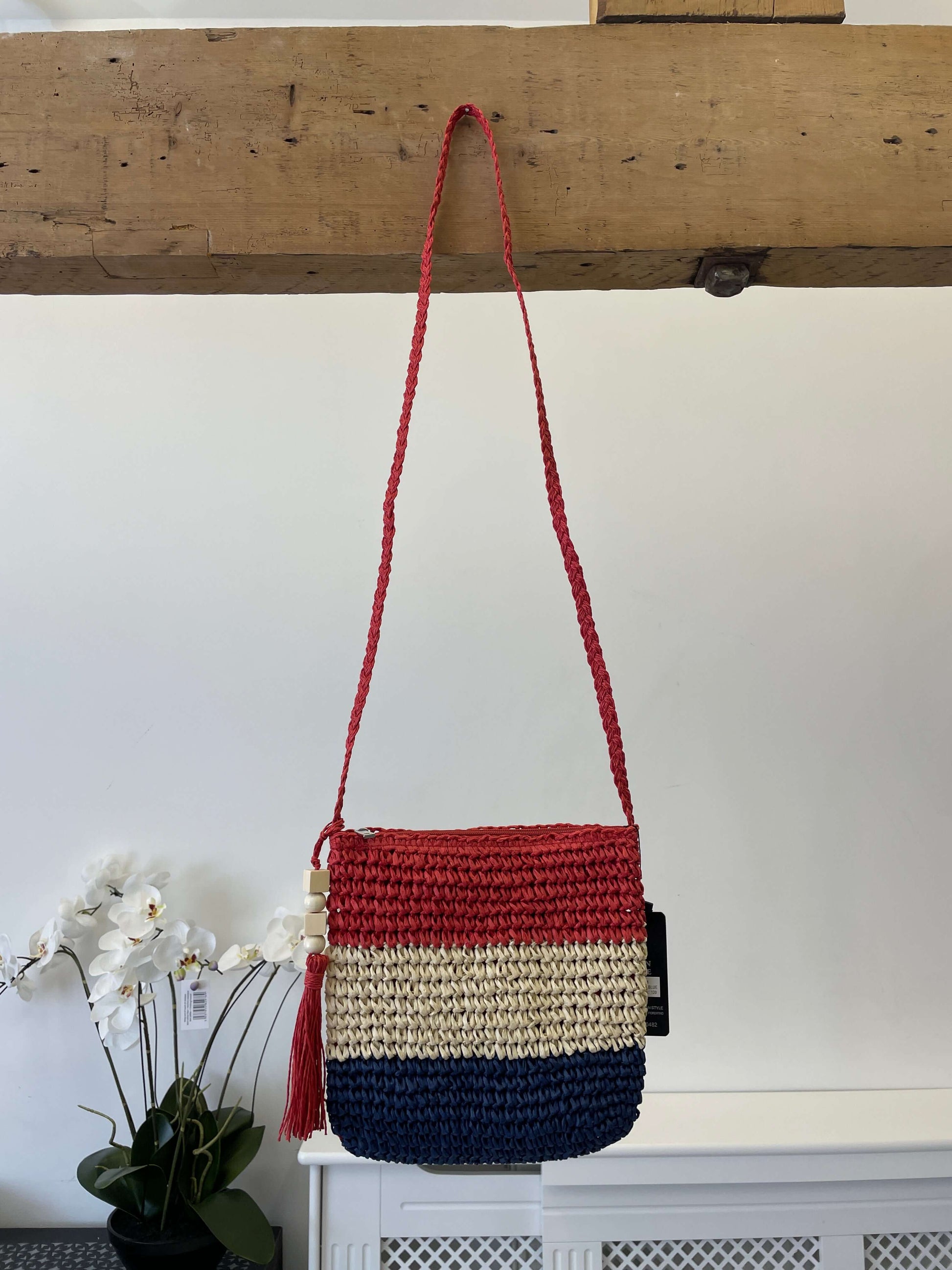 Triple Colour Small Straw Crossbody Bag