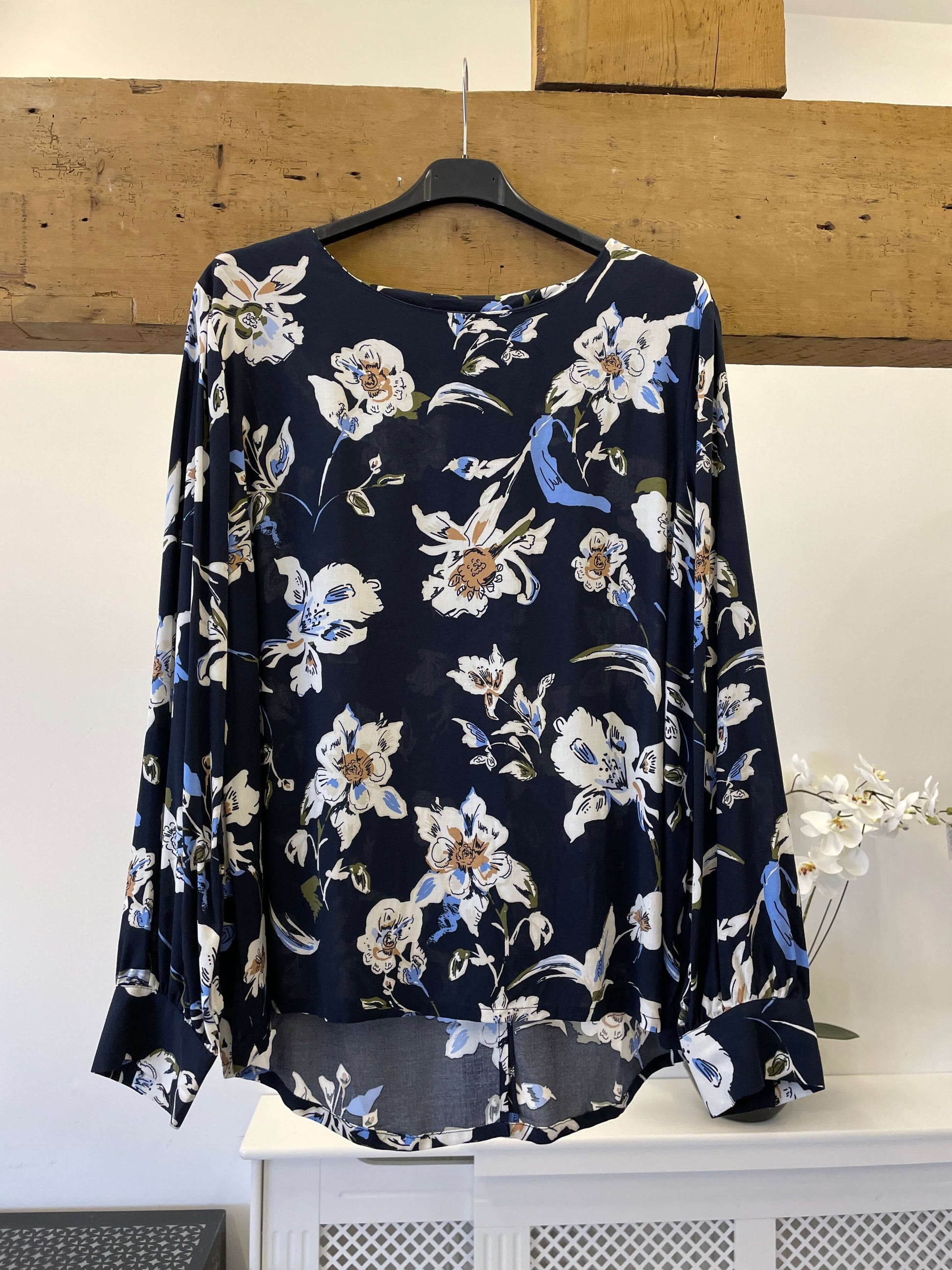 b young Navy Floral Ladies Blouse