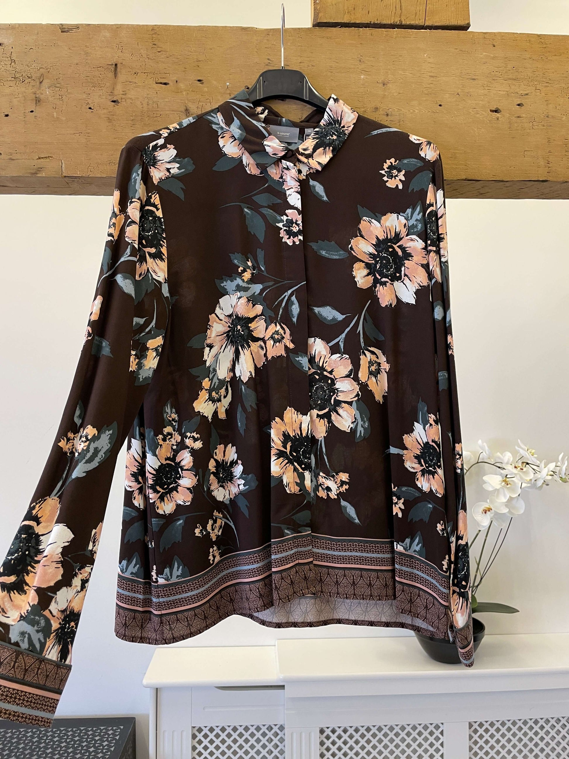 b young Brown Floral Ladies Shirt