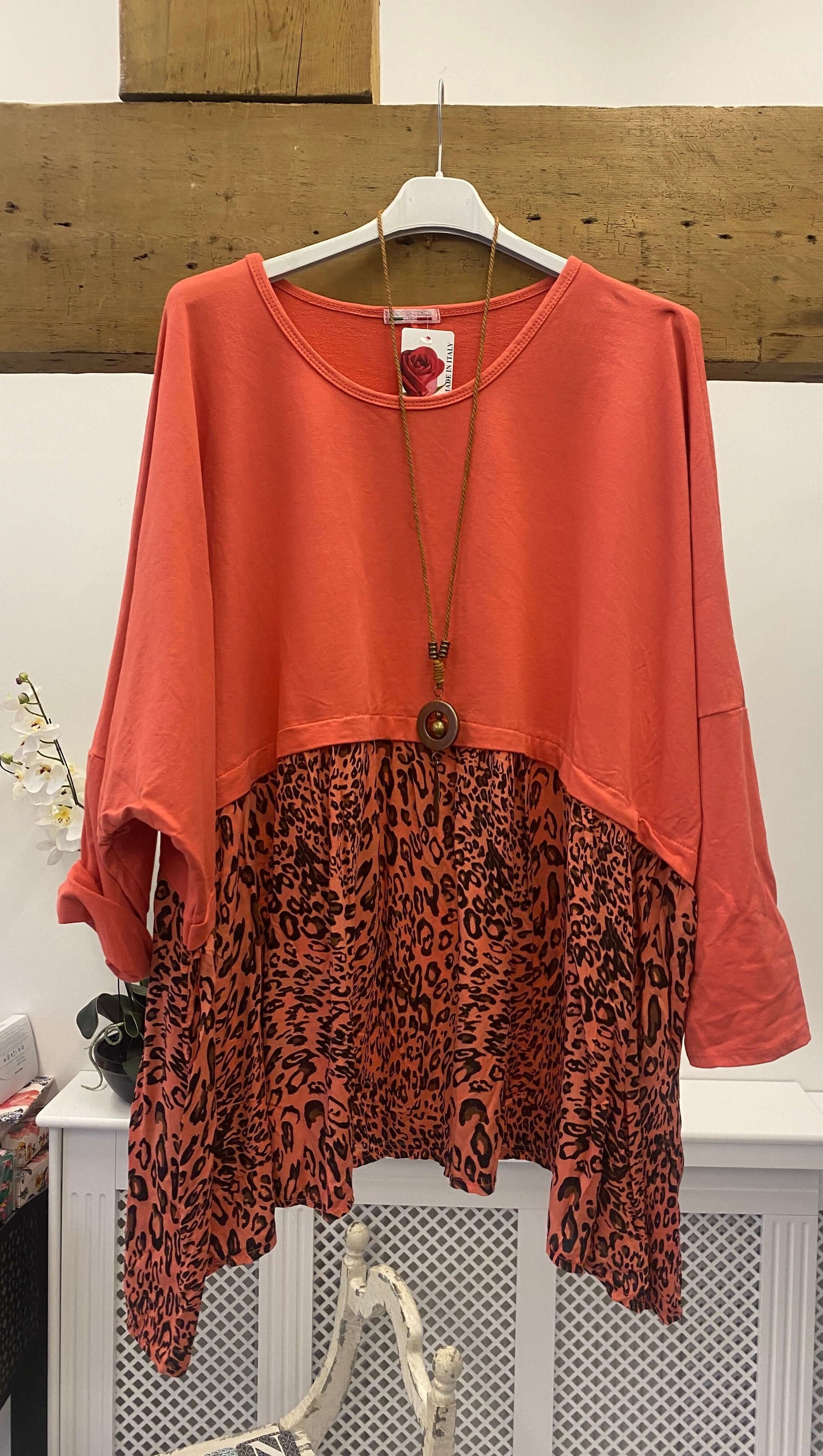 Oversized Leopard print double layer tunic