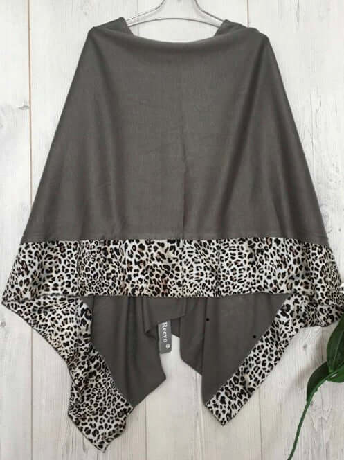 Chiffon Edged Animal Print Ladies Poncho