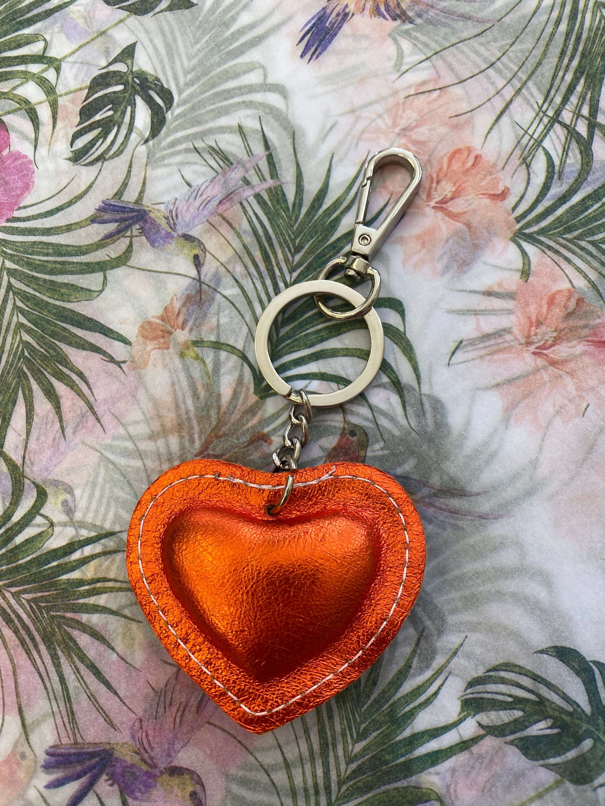 Leather Heart Key ring Bag Charm