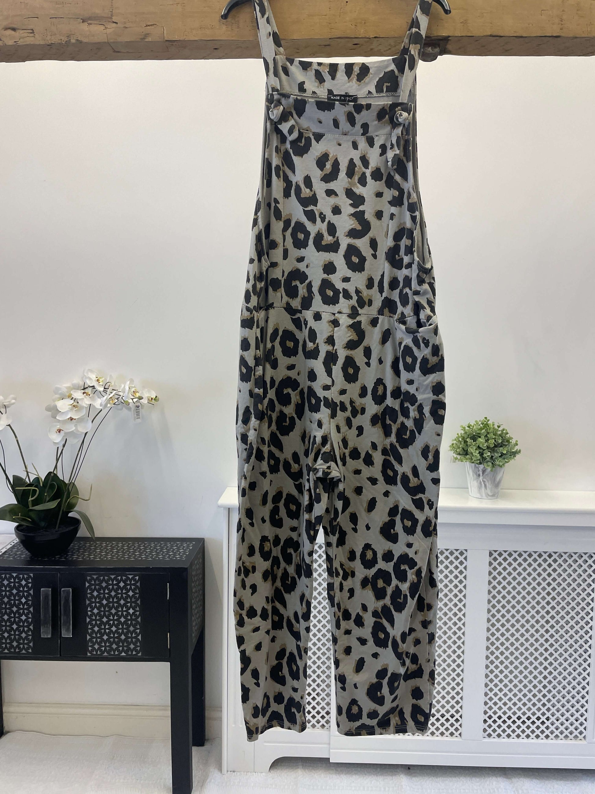 Leopard Jersey Dungarees