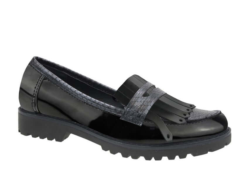 Black Apron Saddle Casual Shoe