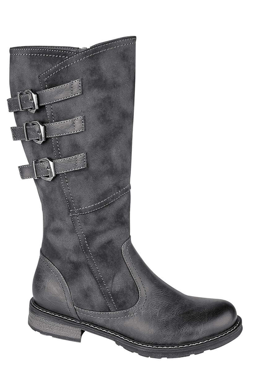 Black Imitation Waxy Nubuck Ladies Boots 'Romia'