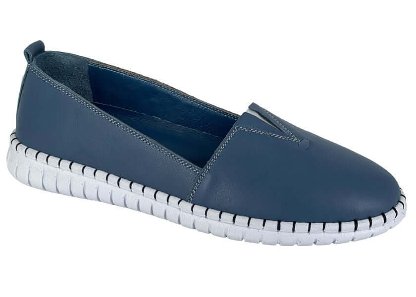 Mod Comfys - Softie Leather Casual Shoe (White & Navy)