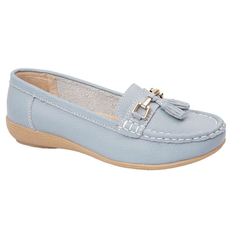 Nautical Real Leather Loafer - Baby Blue