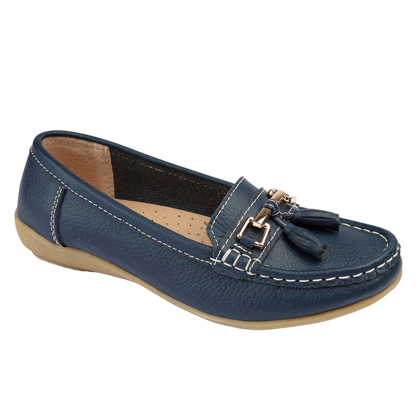 Nautical Real Leather Loafer - Dark Blue