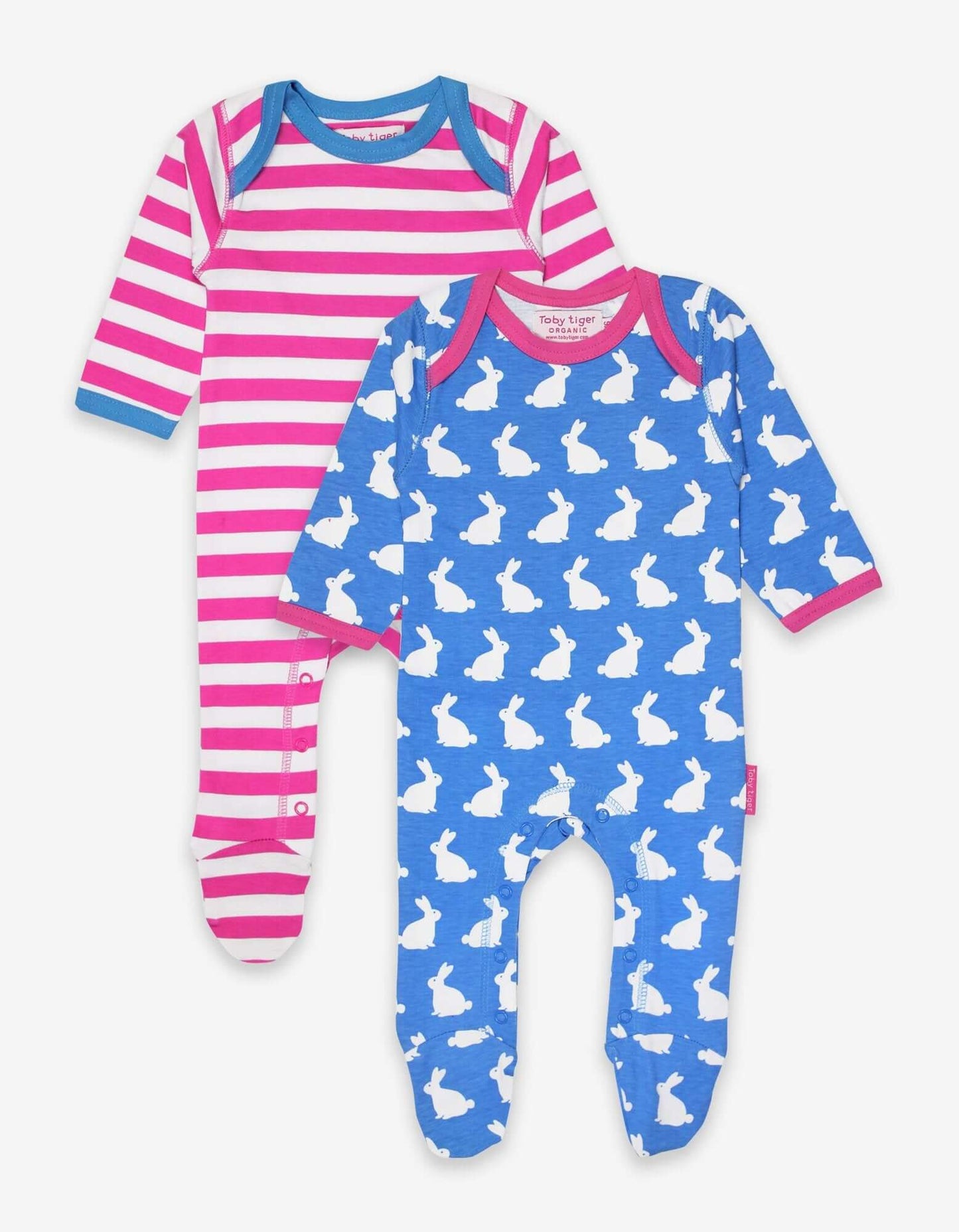 Toby Tiger Organic Bunny Print 2-Pack Sleepsuit with Feet