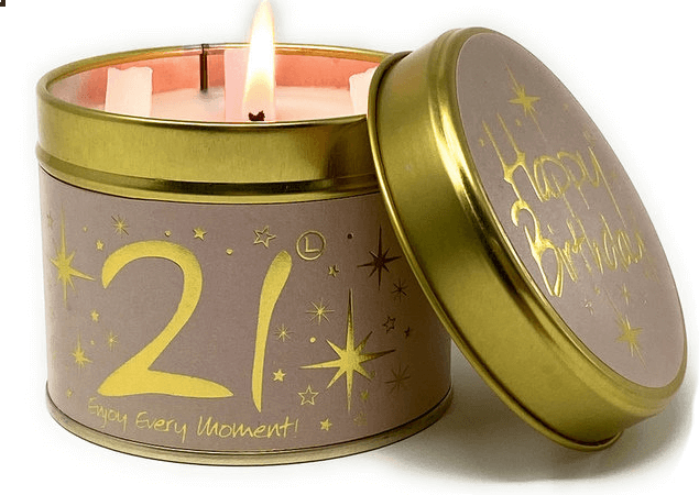 Lily Flame 'Happy birthday! 21...Enjoy Every Moment!' Candle