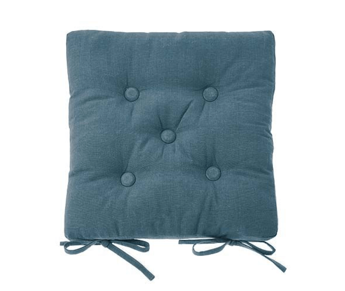 Walton & Co Seat pad with ties slate blue