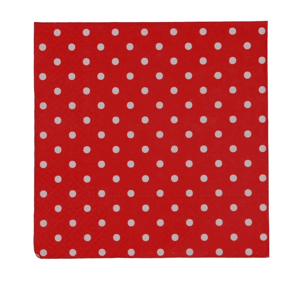 Pack of 20 Paper Napkins - Red Polka Dot