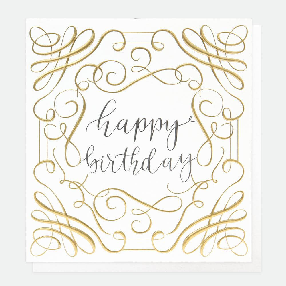 Caroline Gardner Gold & Calligraphy Birthday Card