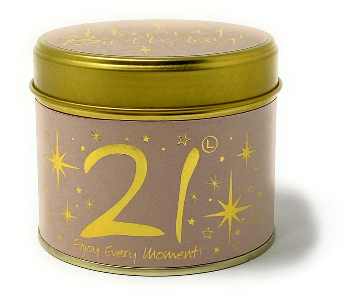 Lily Flame 'Happy birthday! 21...Enjoy Every Moment!' Candle in a tin