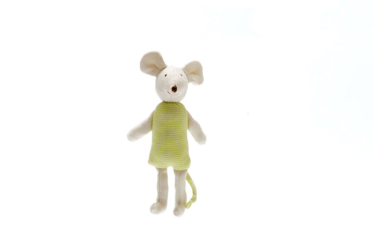 Organic Baby Toy Leo The Mouse Lime Green