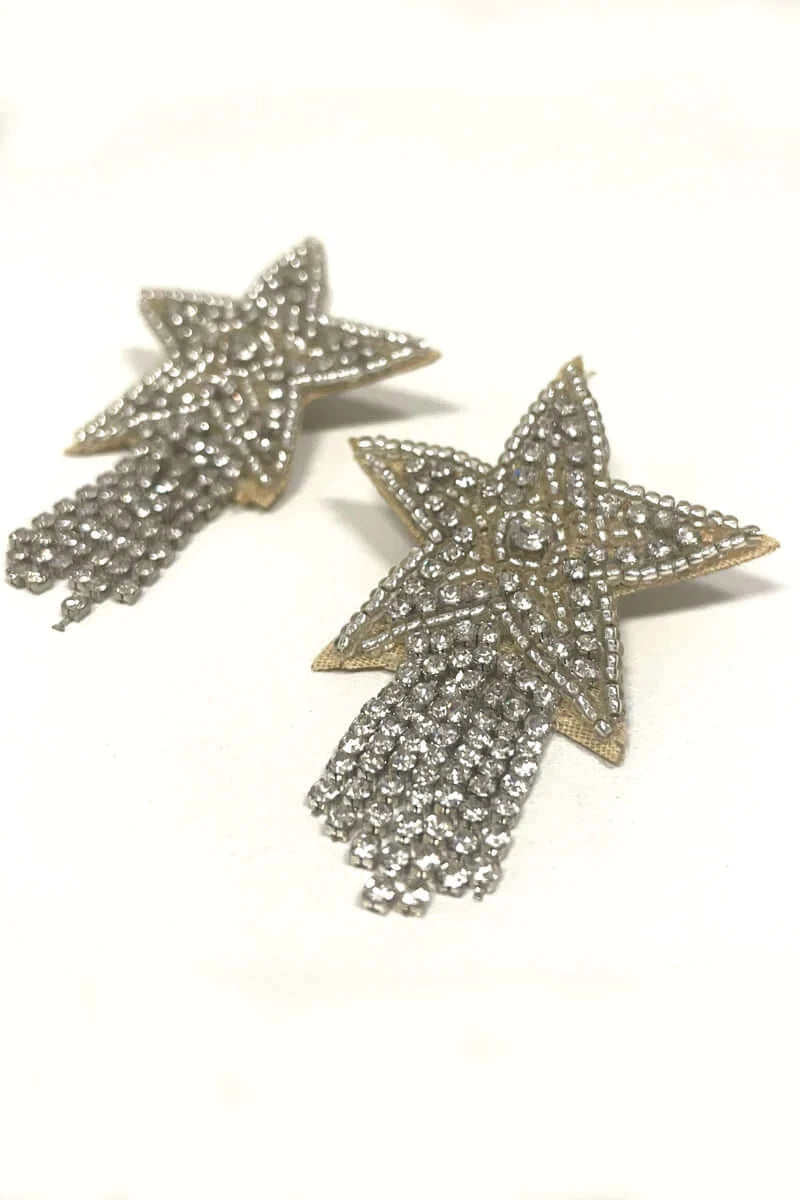 Silver Shooting Star Beaded Earrings